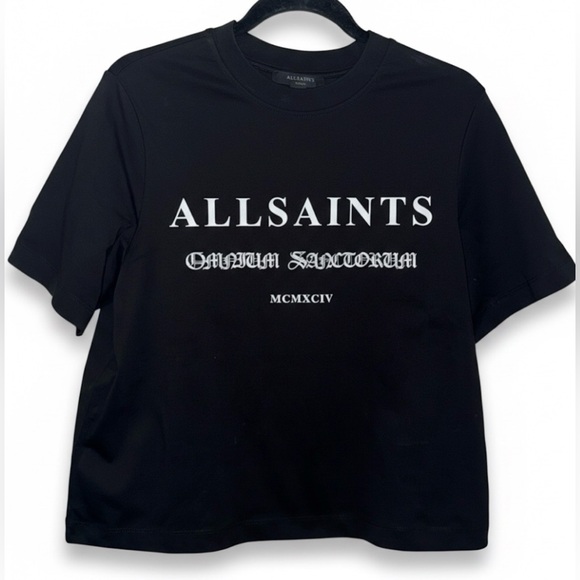 NWOT AllSaints Lisa Omnium Cotton Graphic T-Shirt Black Small - Picture 5 of 10